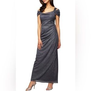 Alex Evenings Women’s long cold shoulder gown size 10